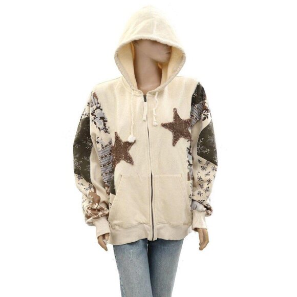 Kimchi Blue Urban Outfitters Camilla Star Applique Hoodie Sweatshirt L - Picture 5 of 15